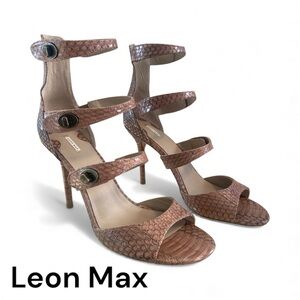 ✨ Leon Max Nude Snakeskin Strappy Heels – Size 8 (EU 38.5)